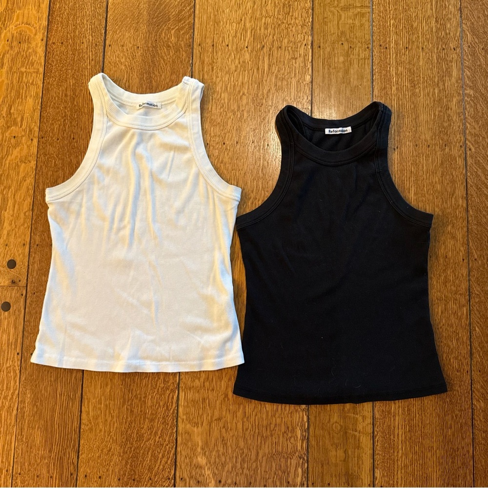 Reformation Tish Tank Tops - Black and White